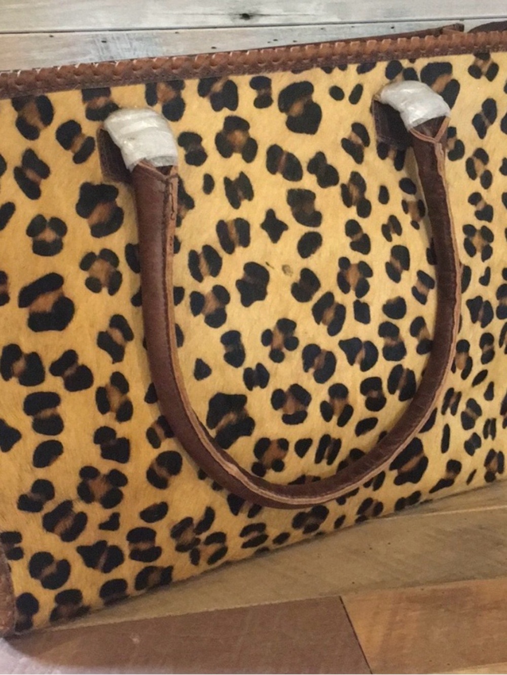 American Darling Leopard Print Tote with Brown Handles